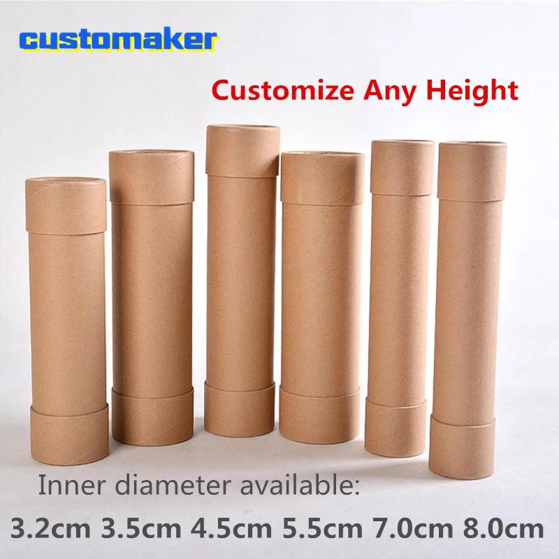 Custom Cardboard Picture Storage Poster Drafting Scroll Holder Kraft Recycled Paper packaging Tube with End Caps Container Tube