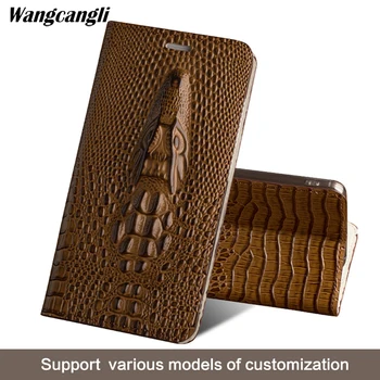 

crocodile head clamshell for Samsung galaxy s8 case full hand-made cowhide phone protection case for samsung phone cover