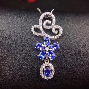 

Fidelity natural 3*4mm tanzanite s925 sterling silver pendants flowers fine jewelry gift for women party atural blue gemstone