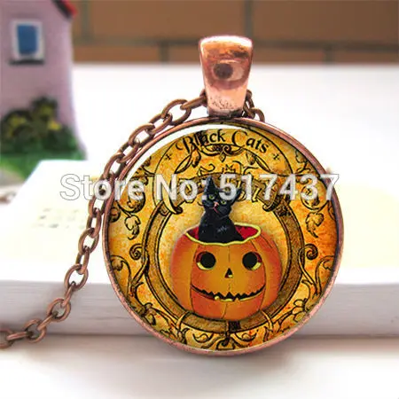 

CR63-Black hat Pumpkin Halloween pendant, Halloween necklace charm, Halloween jewelry