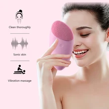 Facial Cleansing Brush Sonic Vibration Mini Face Cleaner Silicone Deep Pore Cleaning Electric Waterproof Massage Facial Cleansing Brush Sonic Vibration Mini Face Cleaner Silicone Deep Pore Cleaning Electric Waterproof Massage