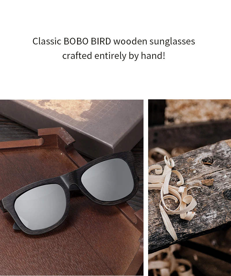 BOBO BIRD Ретро эбеновые деревянные солнцезащитные очки с серыми поляризованными линзами и модным дизайном Лазерная на деревянной оправе Прямая поставка OEM DG08a