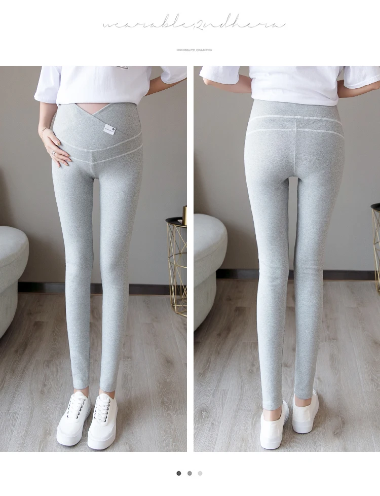 1911# Autumn Winter Skinny Maternity Legging Across V Low Waist Belly Legging for Pregnant Women Cotton Pregnancy Pencil Pants