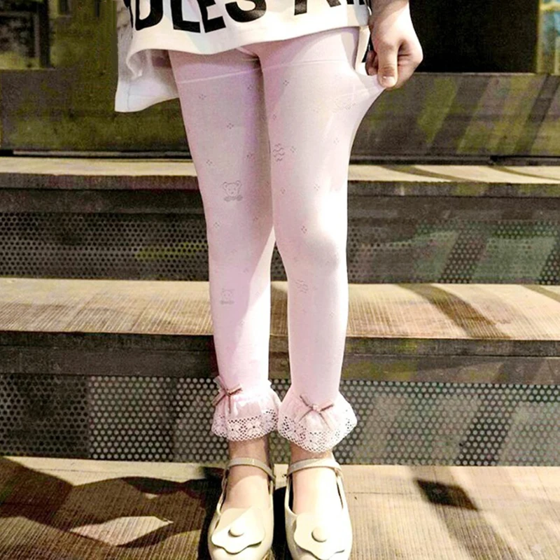 

Spring Summer Princess Girl Leggings Skinny Lace Ruffles Leggns Pants Candy Color Bow Kid Children Skinny Elastic Getry Clothing