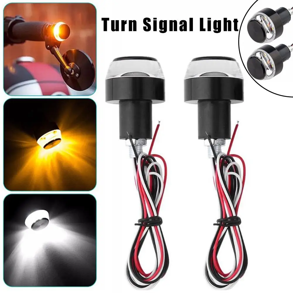1 Pair LED Motorcycle Handlebar End Turn Signal Light Universal Moto Indicator Flasher Handle Bar Blinker Side Marker Lamp |