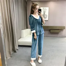 Женские пижамные комплекты Осенняя Повседневная модная Пижама женская домашняя одежда сексуальные пижамы