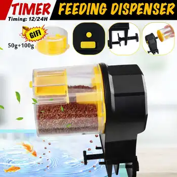 

Intelligent Timing Automatic Feeder Automatic Fish Tank Timer Feeding Dispenser W/ 50/100g Feed Tank