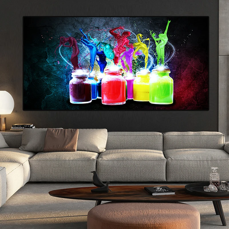 

Abstract Watercolor Lnk Bottle Canvas Painting Scandinavian Nordic Affiche Scandinave Wall Art Picture for Living Room Decor