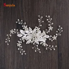 Серебряные Листья Свадебные заставки с кристально жемчуг Дизайн свадебный головной аксессуар с зажимом T052