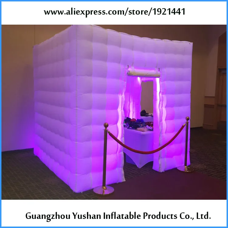 print your logo 7.8ft cube LED strip Inflatable spray photo booth kiosk