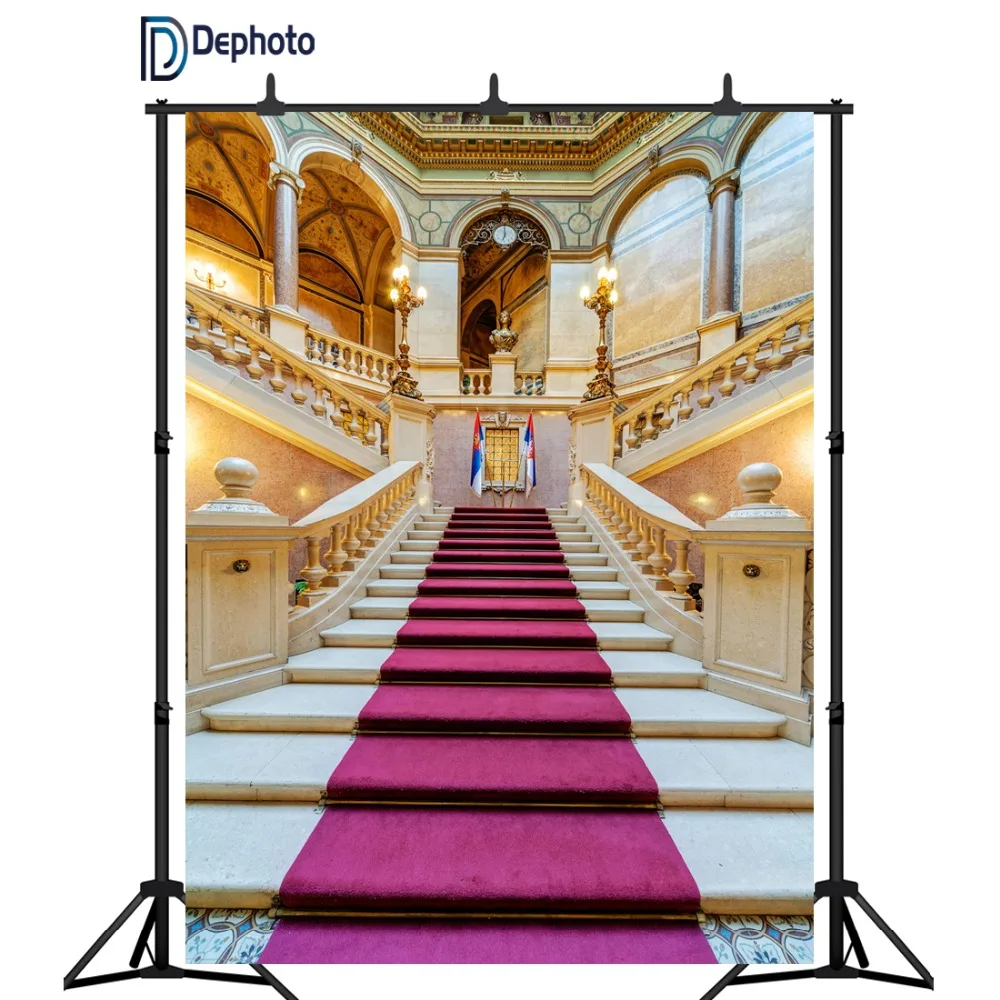 DePhoto photography background palace red carpet vintage stair professional wedding backdrops photobooth photo studio prop