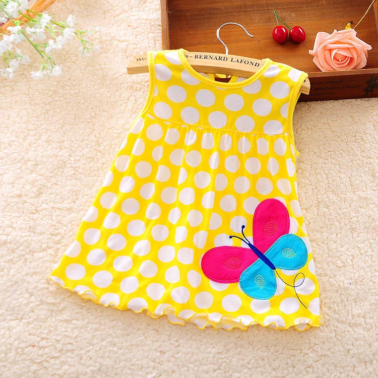 Baby Dress Summer New Girls Fashion Infantile Dresses Cotton Children's Clothes Flower Style Kids Clothing Princess Dress - Цвет: A03-yellow