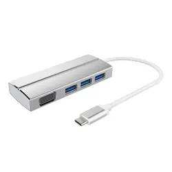 USB C концентратор типа C адаптер USB3.1 к VGA 3USB3. 0 зарядная док-станция алюминиевый корпус