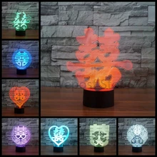 Китайский Персонаж Свадебные аксессуары красный двойное счастье иллюзия Лампа 7 видов цветов Изменение декора СВЕТОДИОДНЫЙ Ночник подарок на день Святого Валентина