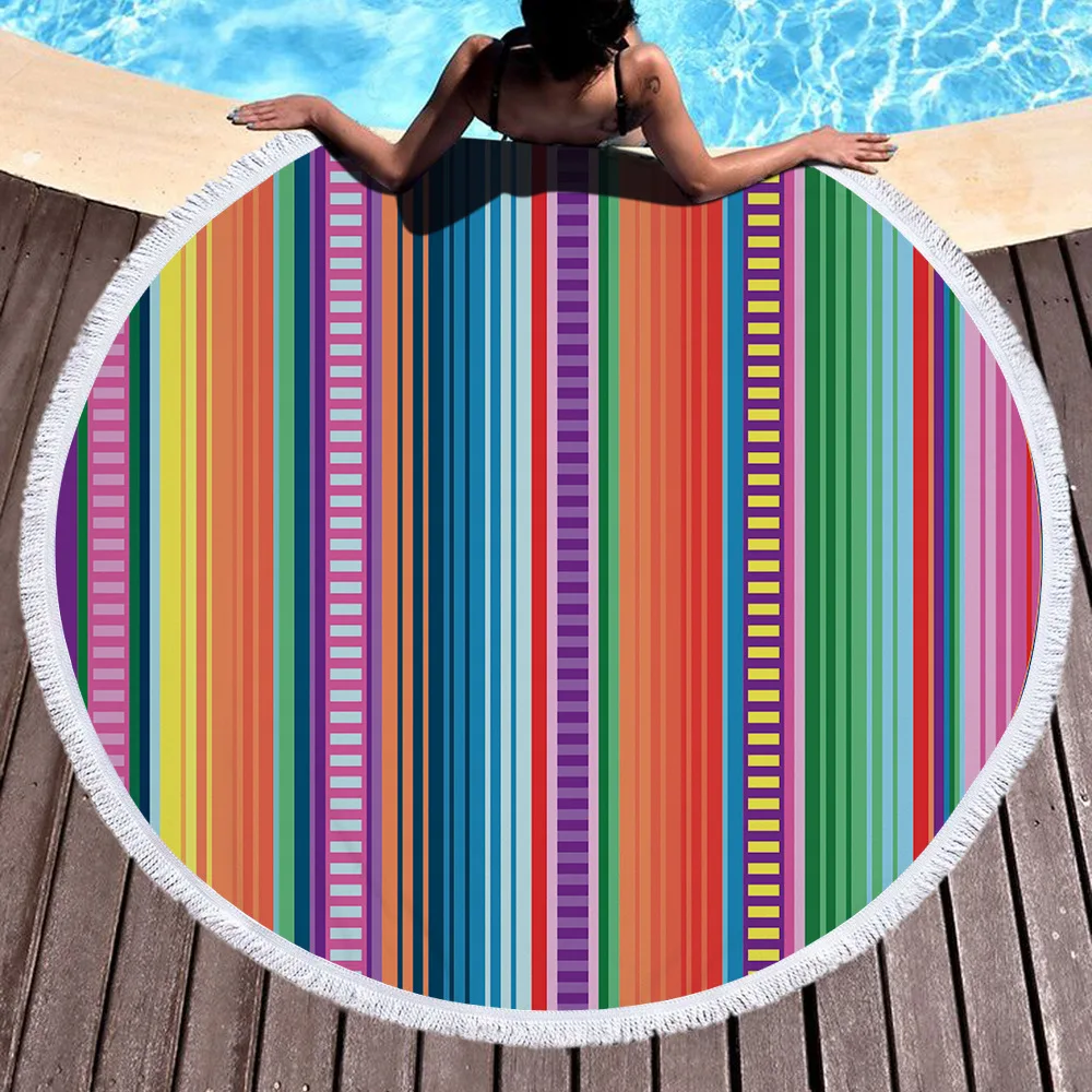 Пляжное пляжное полотенце из микрофибры с леопардовым принтом и полосками, мягкое сексуальное банное полотенце с кисточками, круглое одеяло, коврики для йоги, спортивный шарф для фитнеса