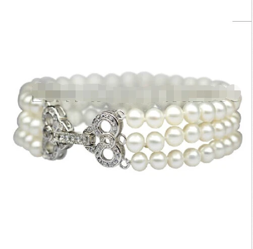 

FREE shipping>>>> s618 NEW AAA Natural Genuine Akoya Round 7-8mm White Pearl bracelets 7.5