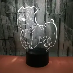 Милая собака 3D ночник креативный Электрический Иллюзия 3d лампа светодио дный 7 цветов Изменение USB сенсорный Настольная лампа для детского