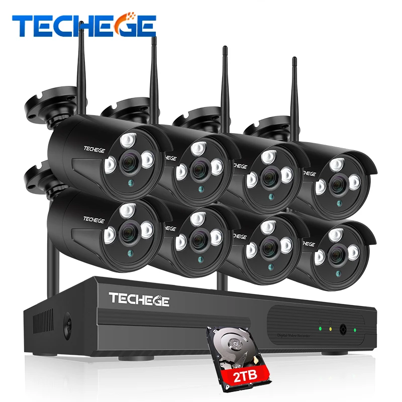 

Techege 8CH CCTV System 960P NVR 8PCS 1.3 MP IR Outdoor P2P Wireless Wifi IP CCTV Camera Security System Surveillance Kit