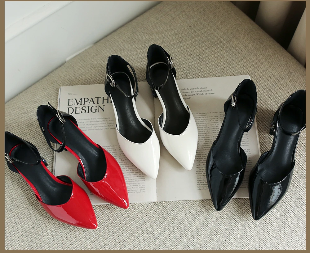 SOPHITINA/Уникальные босоножки на квадратном каблуке; модная женская обувь из лакированной кожи; Лидер продаж; пикантные удобные босоножки с острым носком; MO170