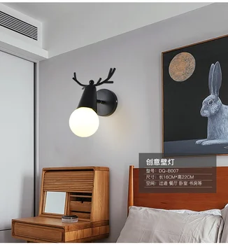 

YIYANG Modern Creative LED Indoor Wall Lamps Lovely Deer Shape Black White Sconce Art For Bedroom Aisles Dining Room Wall Lights