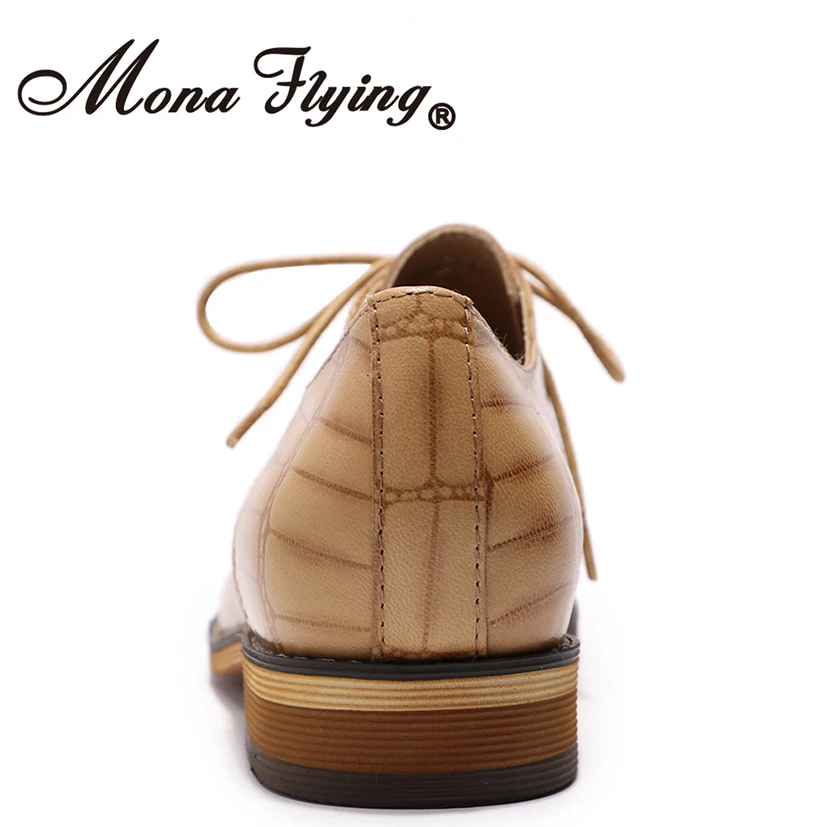 Mona Flying/Женские Кожаные Туфли-оксфорды; туфли дерби; повседневные крокодиловые туфли на плоской подошве со шнуровкой; женская обувь; A068-E2