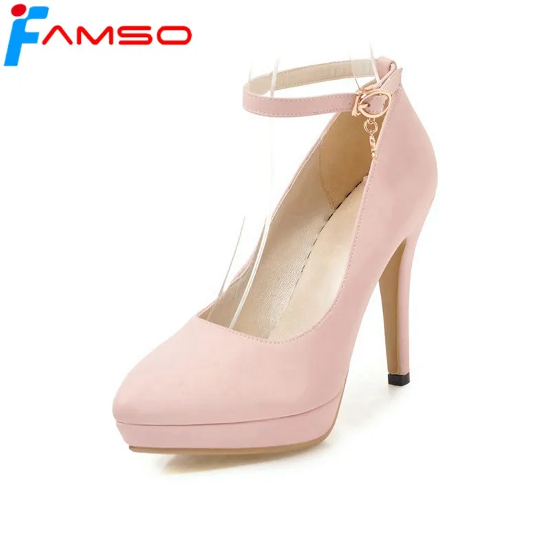 

FAMSO 2018 Plus Size 34-43 New Spring Autumn thin Heels Pumps Black red Pink Silver Party Shes Wedding Pumps Women's Pumps