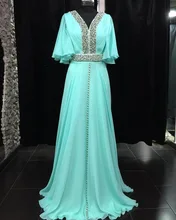 Hohe Qualität Kaftan abendkleider in Dubai Kurze Ärmel Prom Kleider kaftan perlen kristall lange abendkleid vestido de festa