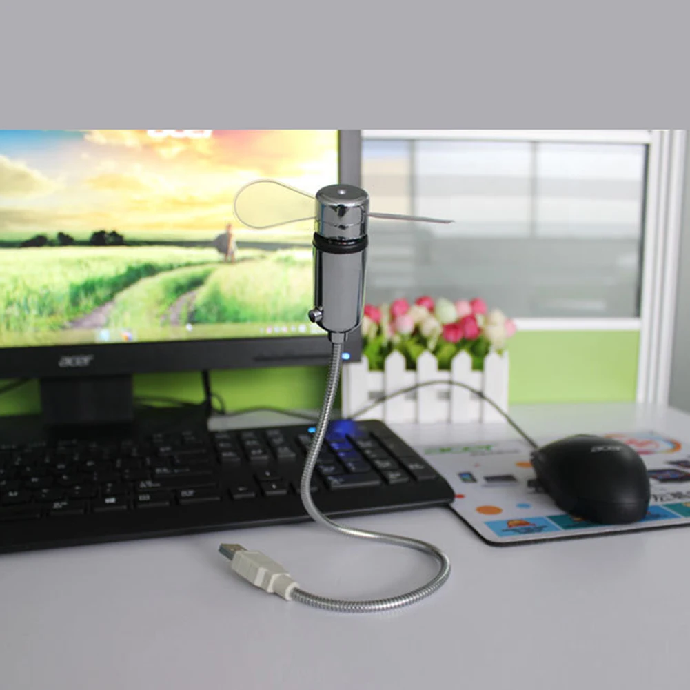 Практичные аксессуары гибкий мини крутой офисный гаджет стол гусиная шея USB дисплей часов с подсветкой вентилятор с прочным мягким вентилятором лезвия