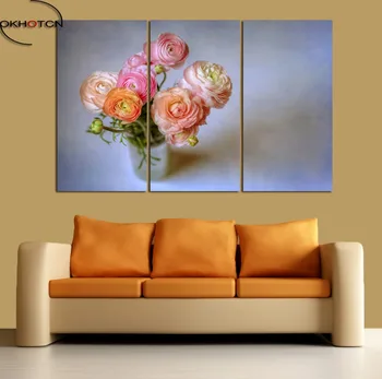 

Pink Flowers Vase 3 Pieces/Set Unframed Printings Posters And Prints Animal Wall Art Canvas Painting Wall Pictures