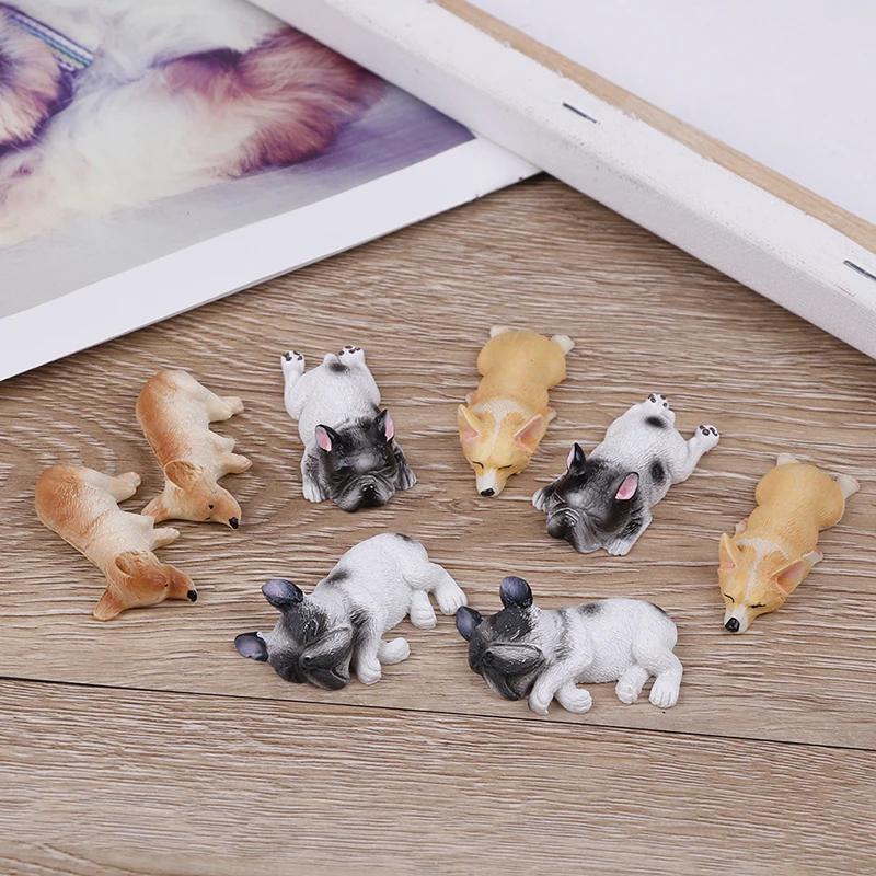 

2pcs Japanese Landscape Miniatures Statuette Decoration Kawaii Resin Corgi Dog Toys Sleepy Series Miniature Figurines Kids Gift