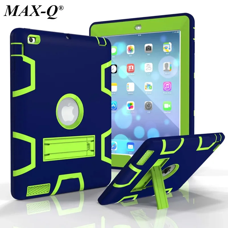 comprar MAX Q Para iPad 2 iPad 3 iPad 4 Caso De Alto Impacto resistente Armadura Defender Híbrido Três Camadas de Proteção de Corpo Inteiro Caso PC cobrir