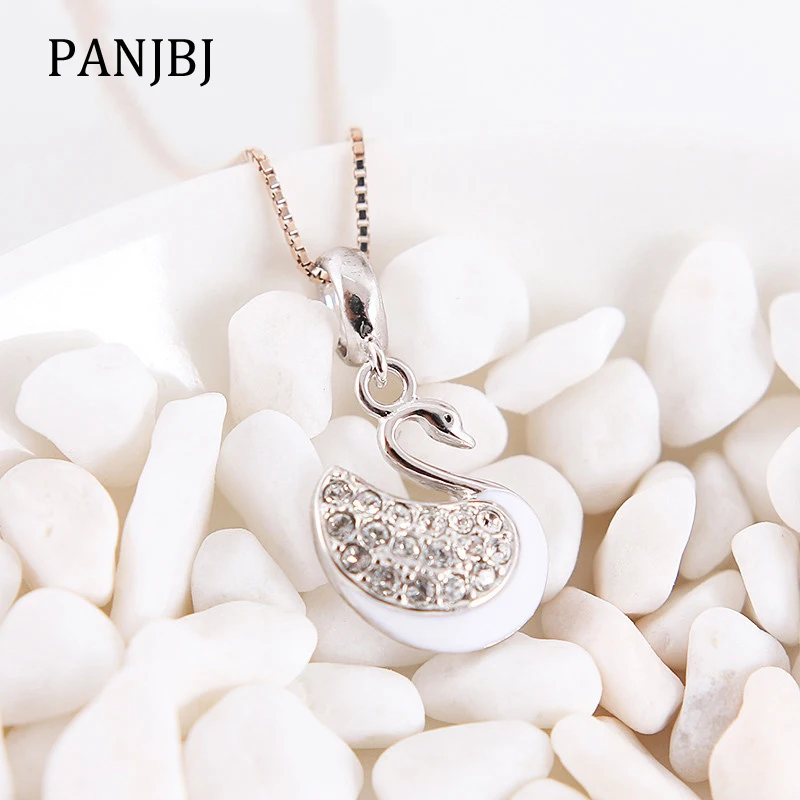 

New 100% 925 Sterling Silver Bead Charm Crystal Wing Swan Pave CZ Pendant Enamel Charms Fit Pandora Bracelets DIY Women Jewelry