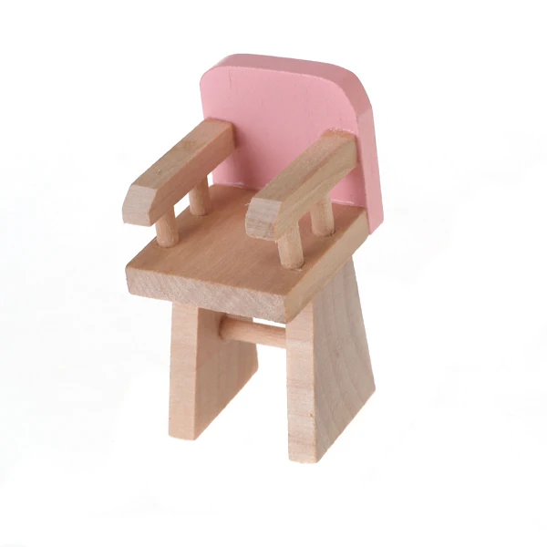 1:12 Scale Doll House Furniture Wooden Miniature Baby Nursery Room Crib Chair Bed Kids Children Gift Pretend Play Toys Pink