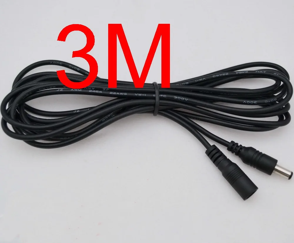 

500pcs Power supply DC 5.5 x 2.1mm Female to Male Plug Cable adapter extension cord 3M 10FT for CCTV LED Monitor
