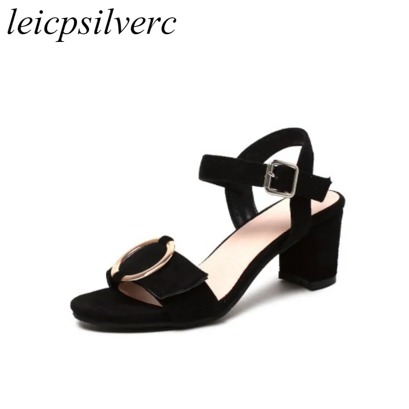 

Women Sandals High Heels Shoes 2018 Summer Spring Pu New Sexy Fashion Buckle Peep Toe Casual Party Office Wedding Yellow White
