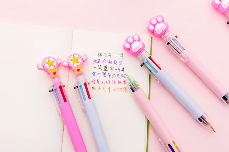1 шт 6 Цветов шариковая ручка Розовый Единорог Кот коготь многоцветный маркер 0,5 мм креативная новинка ручки детский подарок Papelaria Caneta