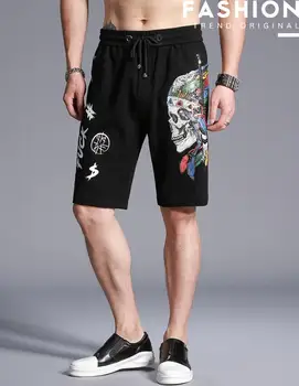 

new summer men's skull printed shorts brand personality loose short