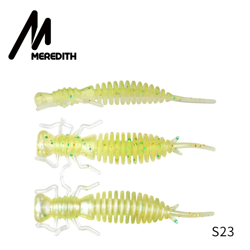 MEREDITH 10 шт. приманки для ловли личинки 50 мм 0,9 г Мягкая Пластиковая наживка личинка пресноводные плавающие приманки мягкая силиконовая приманка червь для рыбалки - Цвет: S23