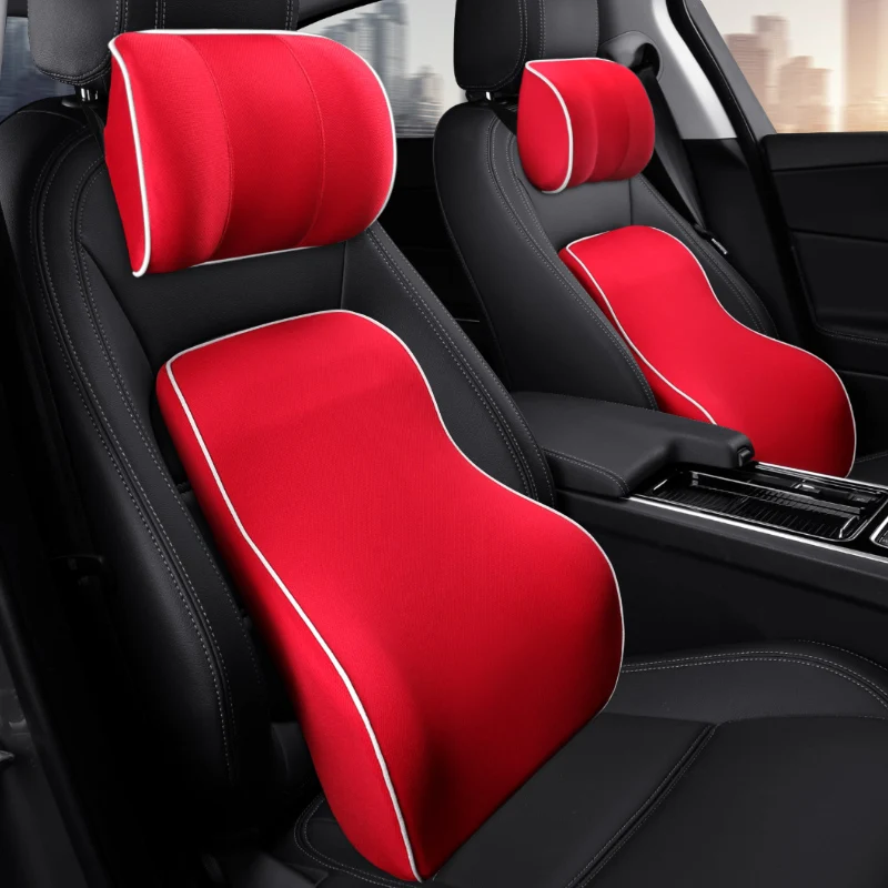 

5 Colors Car Auto Seat Supports Back Cushion And Headrest Neck Pillow Memory Foam Lumbar Back Support Driver Spine Pain Pillow