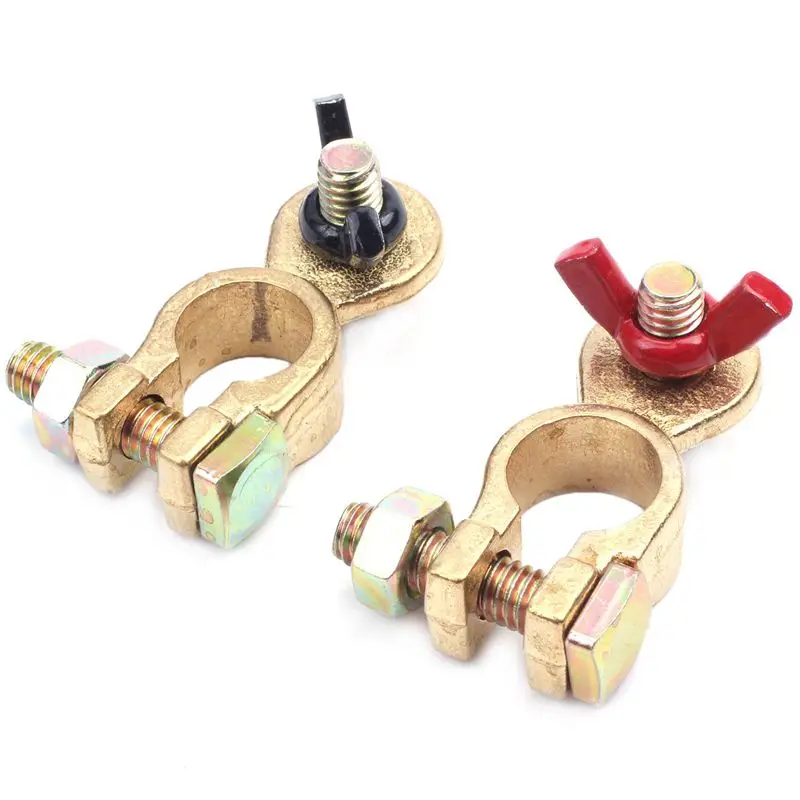 

2 Pieces Universal Automotive battery terminal Terminal Bulb Battery Clamping Brass Clip Connector Clamp Copper Battery connec