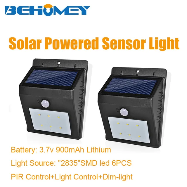 Us 49 0 2pcs Behomey 6 Leds Outdoor Lighting Pir Motion Sensor Solar Light No Wiring Control Sensing Auto On Off Function In Lamps From