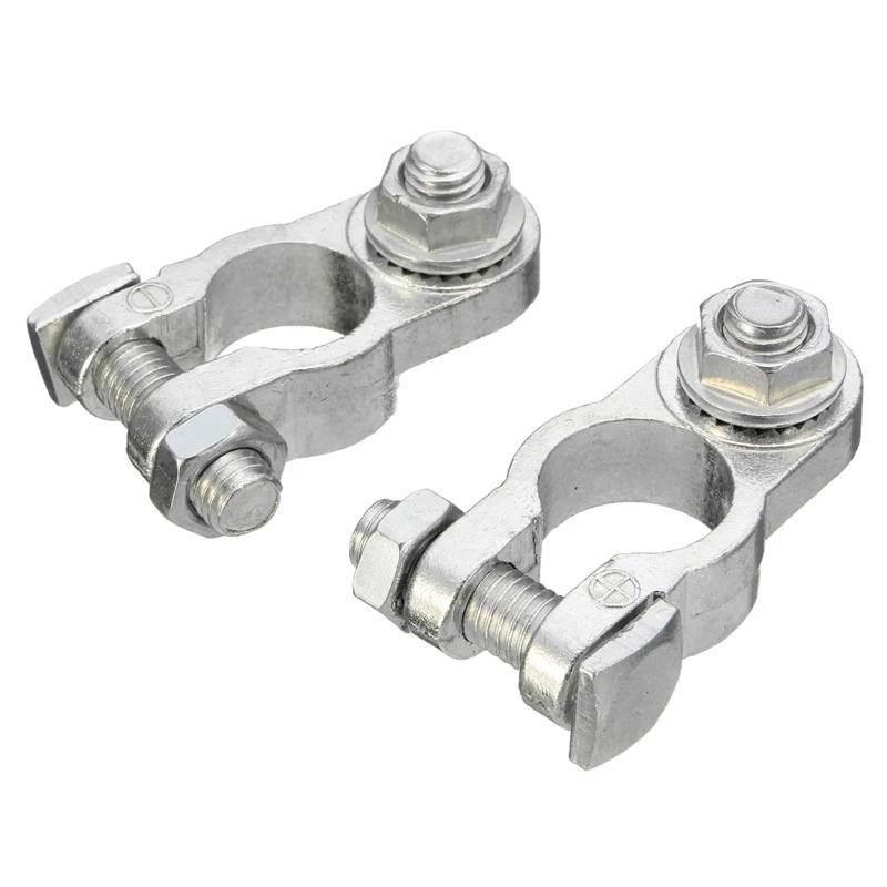 

2Pcs Positive & Negative Cargo Type Zinc Alloy Coat Replacement Auto Car Battery Terminals Clamp Electric Connectors M8 Nut