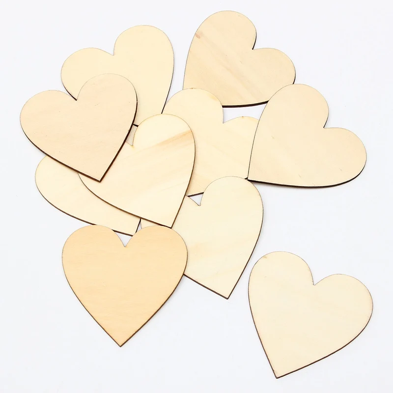 

Fashion 10Pcs/set 80mm Wooden Love Heart Shape Wood Crafts Ornaments Scrapbooking Wedding Table Decoration Crafts DIY Material