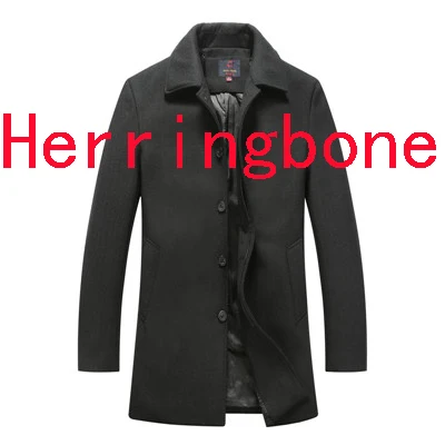 Mu Yuan Yang 5XL 6XL 7XL мужские шерстяные куртки осень зима длинное шерстяное пальто для мужчин Шерсть и смесь однобортное пальто большой размер - Цвет: Black Herringbone
