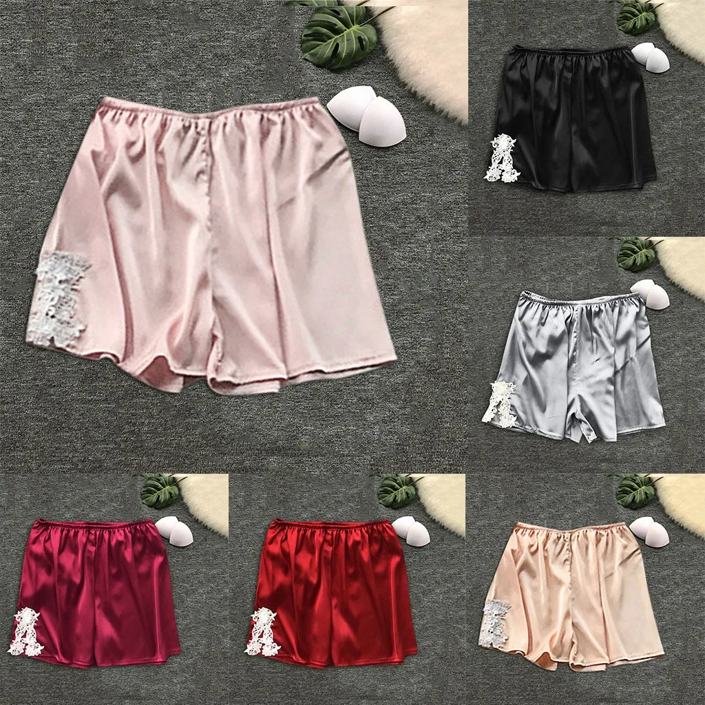 

New Fashion Women Short Lace Pajama Pants Comfortable Cool Summer Solid Color Lounge Wear 6 Size 6 Colors Elastic Design pijama