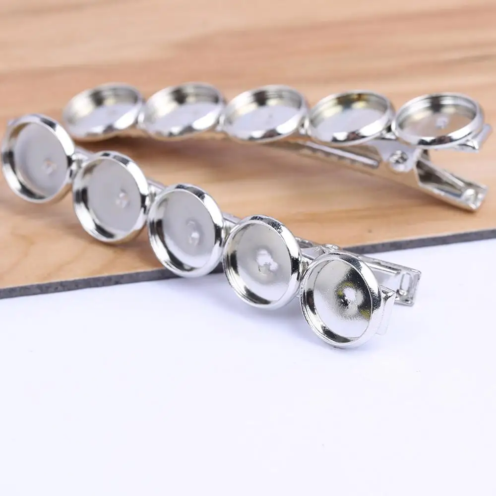 

onwear 5pcs fit 10mm cabochon hair clip base settings diy hairclip hair pin bezel trays for jewelry making accessories