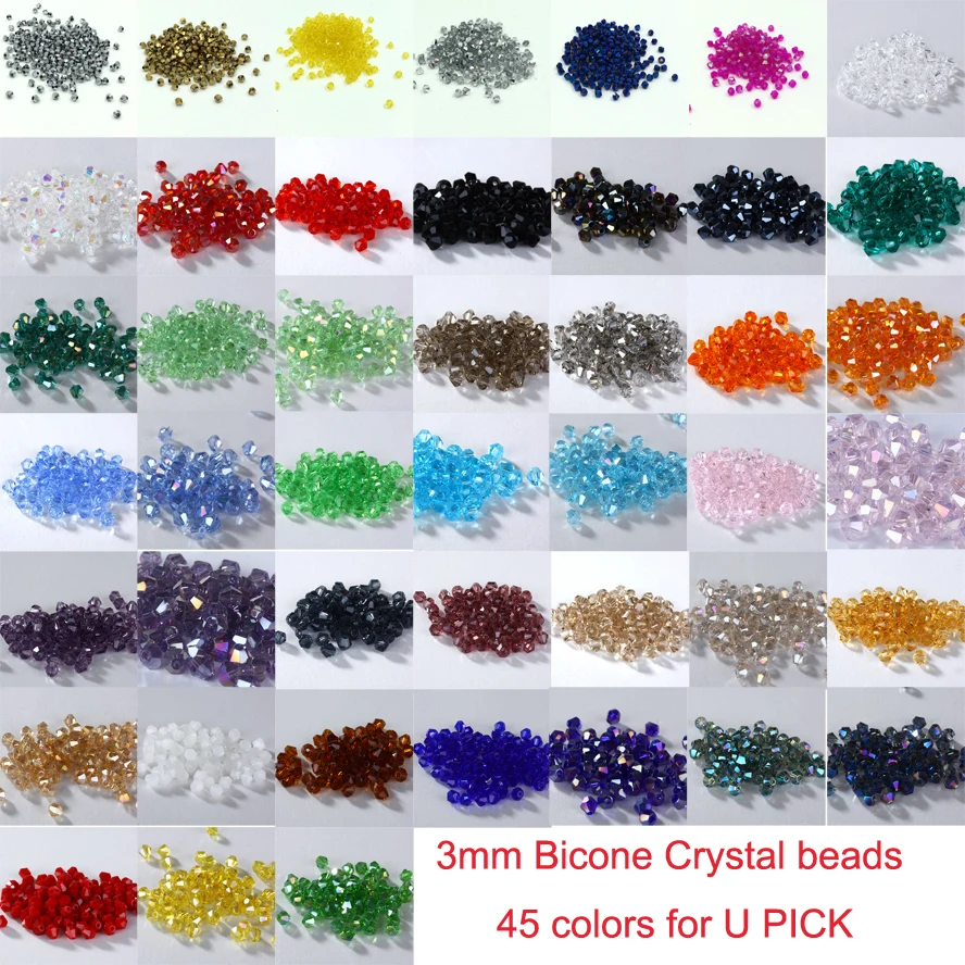 

TOP quality 3mm 1000pcs AAA Bicone Upscale Austrian crystals beads loose ball supply AB color plating Jewelry Making DIY U pick