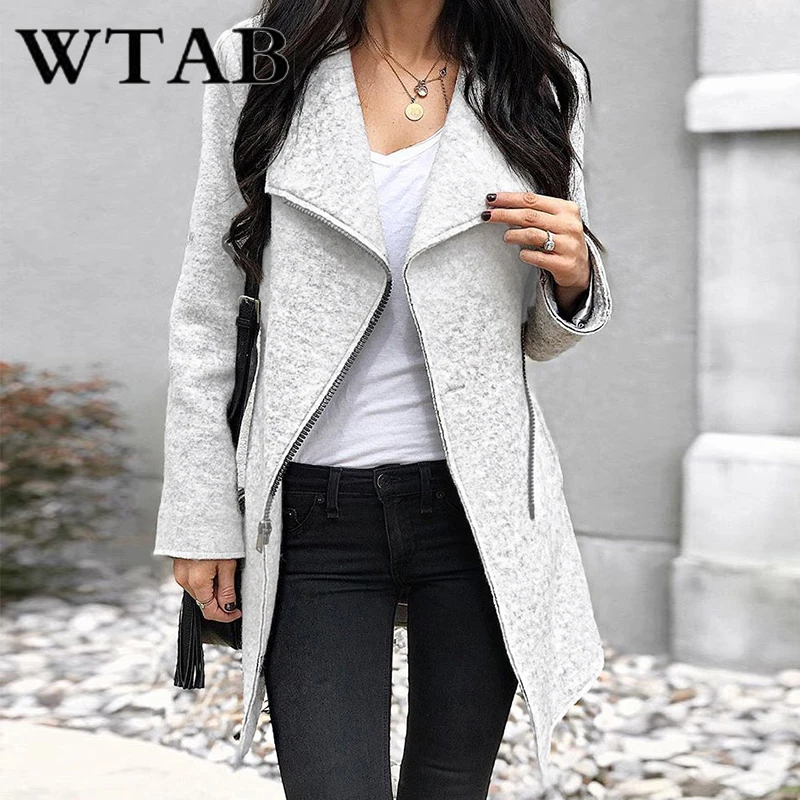 

WTAB casual women jacket 2018 autumn winter coat female Zippers Outerwear thicken woolen coats slim veste femme hiver jacket