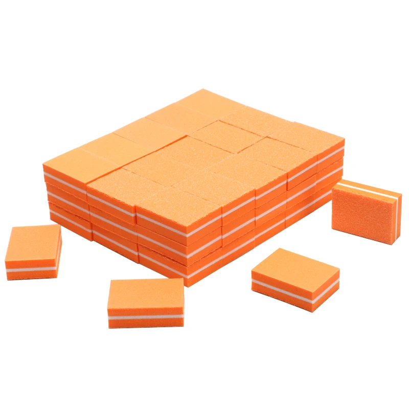 

20pcs Mini Nail Files 100/180 Nail Buffer Block Sponge Orange Color Nail Art Files Disposable Double-Side Buffing Manicure Tools