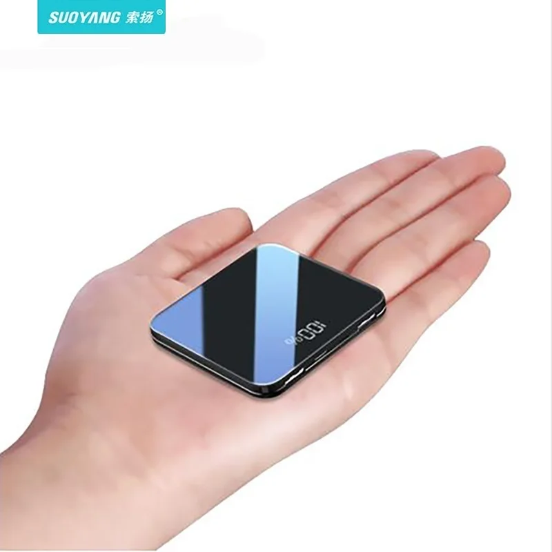 

Mini Power Bank 12000mah Thin Mirror Screen 2.1A Fast Charging 3 in1 Built-in Line Portable Charger Powerbank for iphone xiaomi